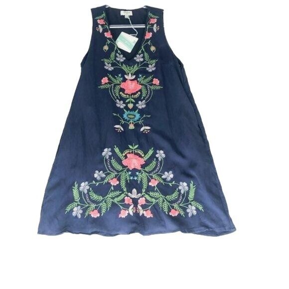 Umgee Navy Sleeveless Embroidered Dress - Picture 3 of 3